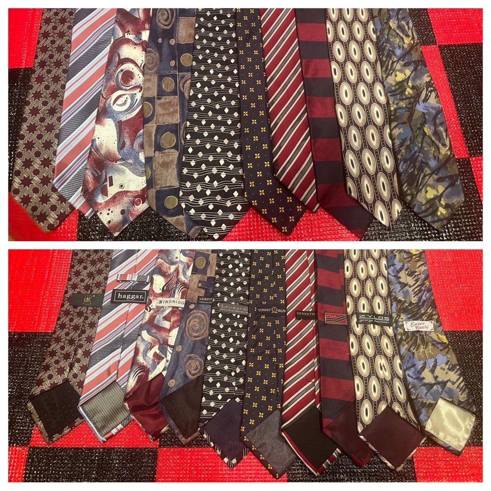Lot of 10 Mens Silk Ties Ref# 7132
TIE WIDTH : 3 1/2 to 3 3/4 in